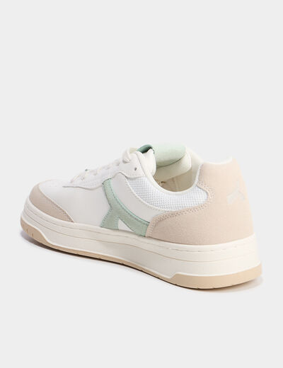 Tennis basses &agrave; lacets vert femme