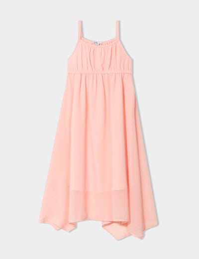 Robe midi fluide à bretelles rose clair fille