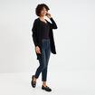 Gilet mi-long manches longues noir femme