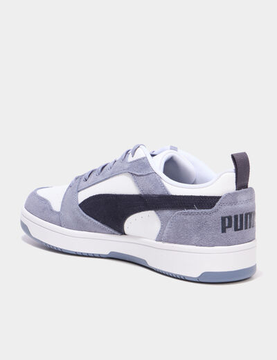 Tennis &agrave; lacets en cuir Puma Rebound V6 bleu lavande homme
