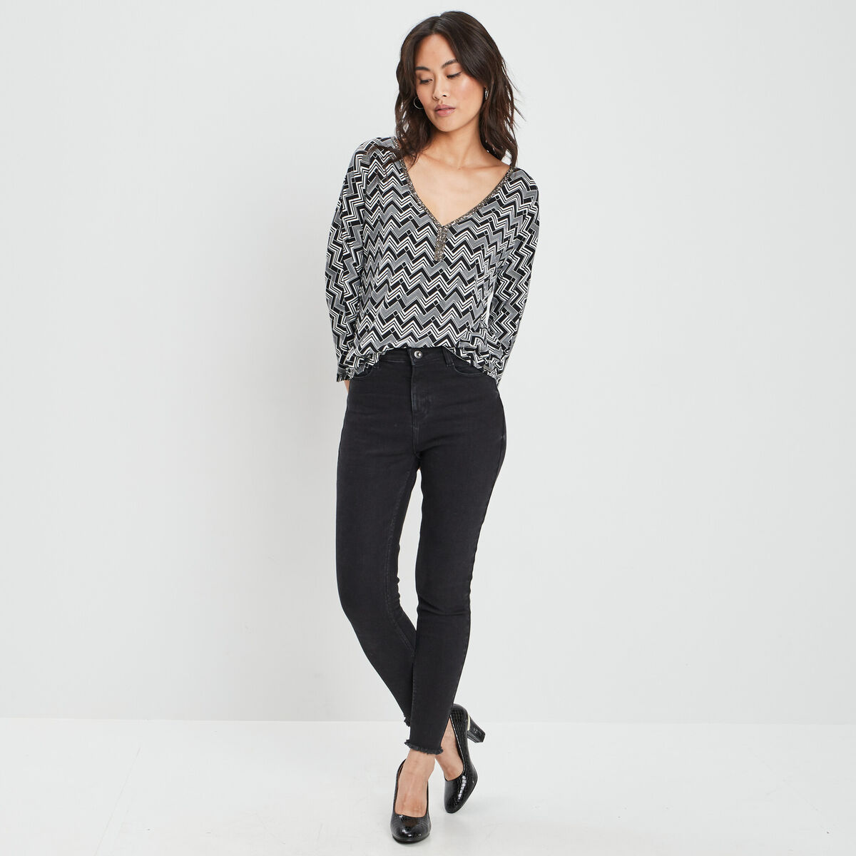 T-shirt de soirée avec laçage au dos noir femme