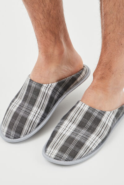 Chaussons mules gris homme