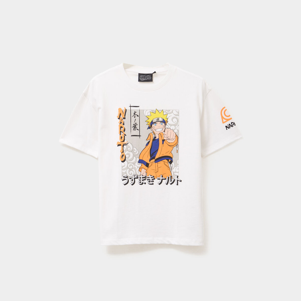T-shirt manches courtes coton Naruto blanc garçon