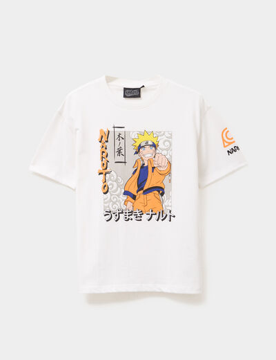 T-shirt manches courtes coton Naruto blanc garçon