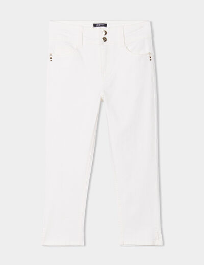 Pantacourt en jean slim Mosquitos denim blanc femme