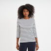 T-shirt manches 3/4 avec boutons coton ecru femme