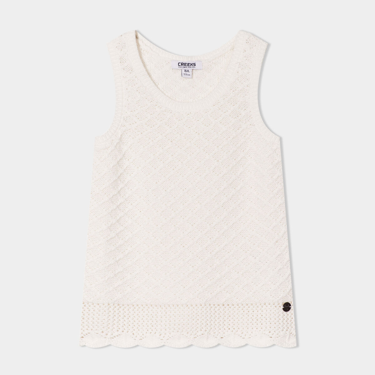 Débardeur tricot col rond Creeks ivoire fille