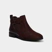 Boots &agrave; talons et boucles marron fonc&eacute; femme