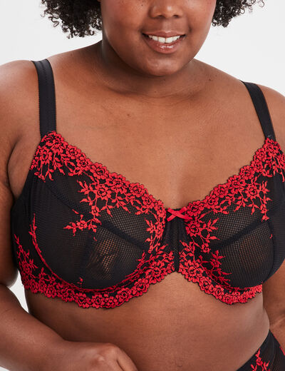 Soutien-gorge corbeille en dentelle rouge femme grande taille