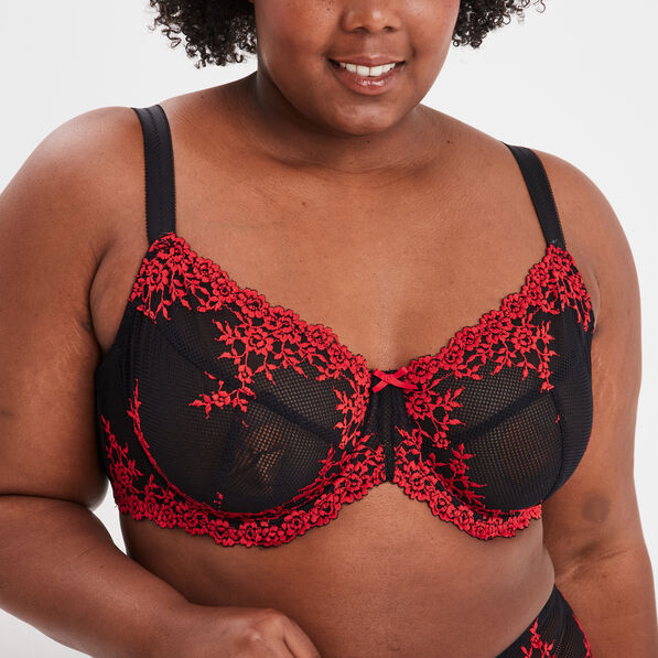 Soutien-gorge corbeille en dentelle rouge femme grande taille