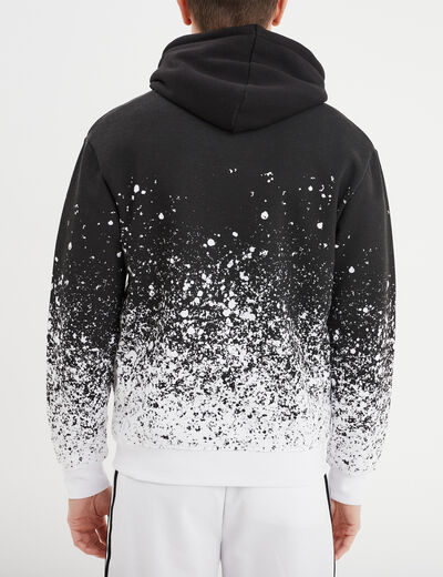 Sweat à capuche hoodie Liberto dip dye noir homme