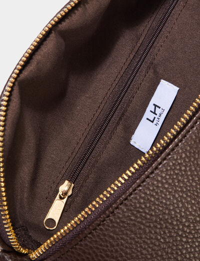 Sac banane arrondi marron foncé femme
