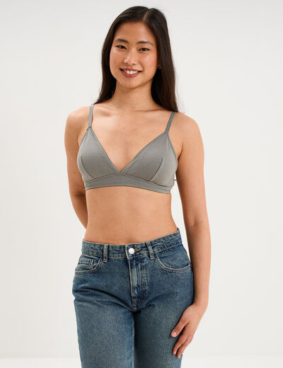 Soutien-gorge triangle padd&eacute; coton vert clair femme