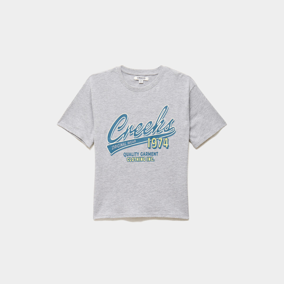 T-shirt oversize manches courtes coton gris gar&ccedil;on