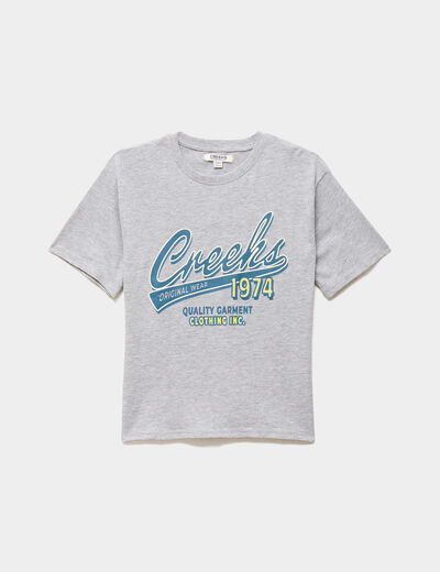 T-shirt oversize manches courtes coton gris gar&ccedil;on