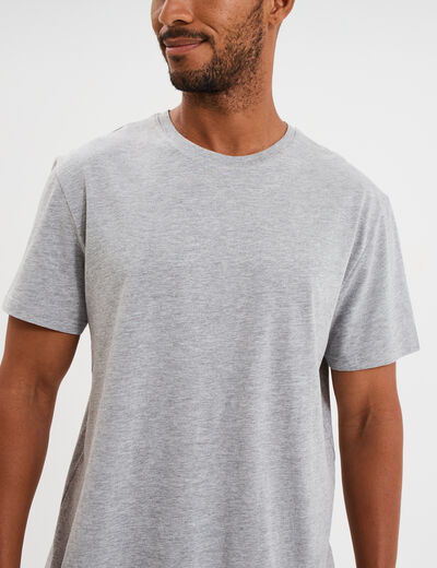 T-shirt droit en coton manches courtes gris homme