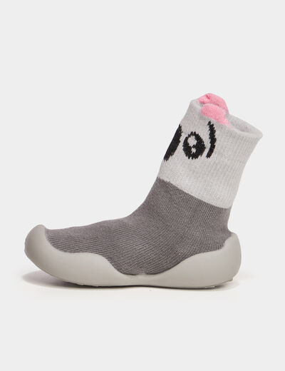 Chaussons chaussettes gris bébé fille