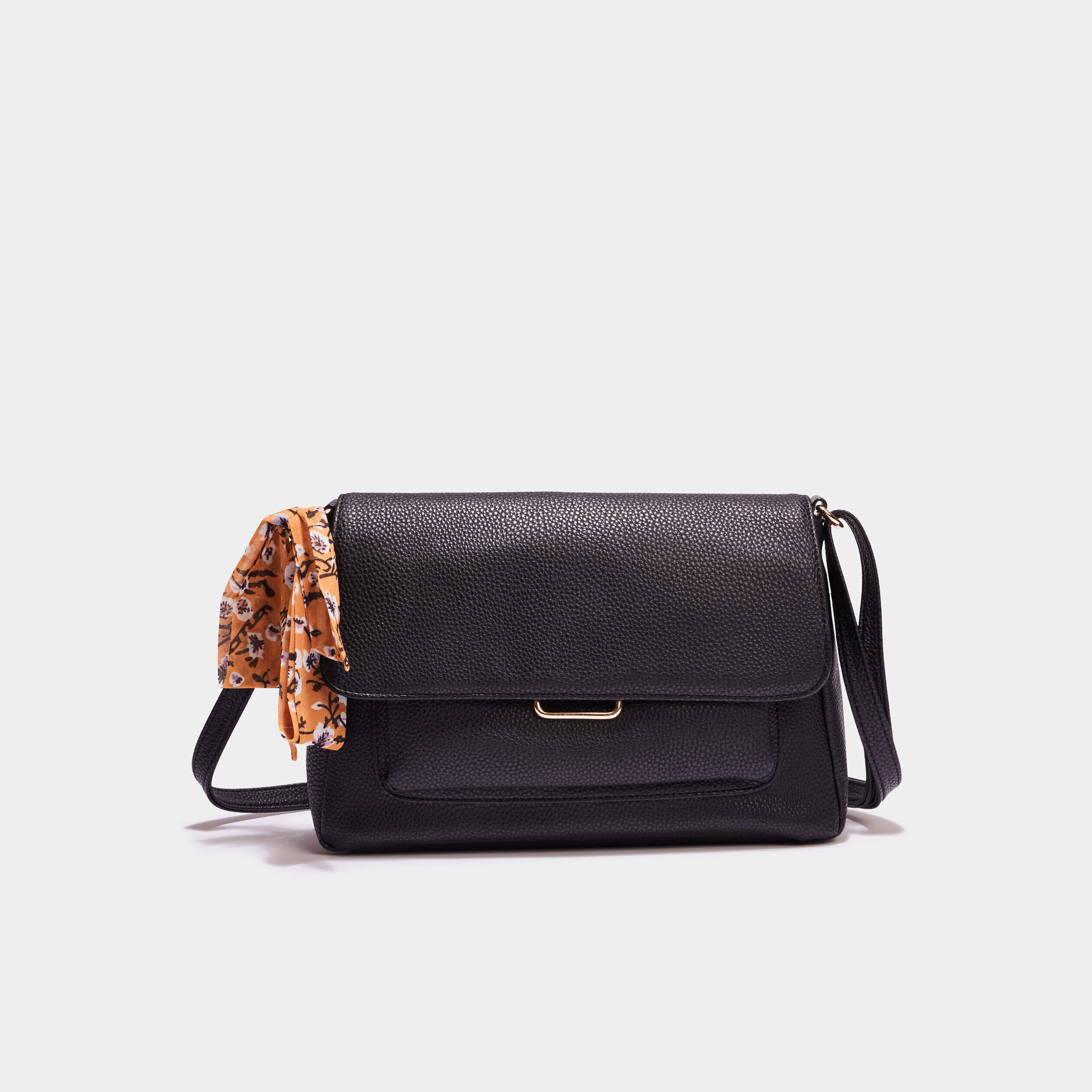 Sac besace détail foulard noir femme LH