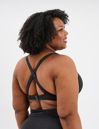 Haut de maillot de bain avec cordons noir femme grande taille