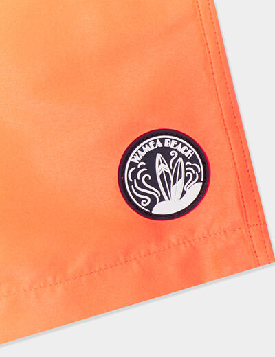 Short de bain uni Wamea Beach orange fluo garçon