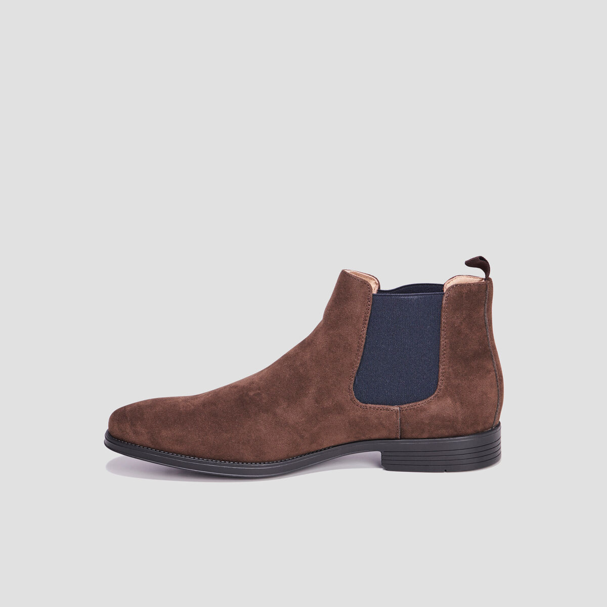 Bottines chelsea effet su&eacute;dine marron fonc&eacute; homme