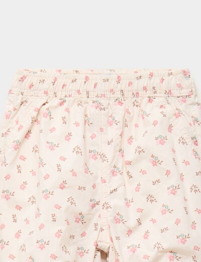Pantalon jogger doublage coton ecru b&eacute;b&eacute; fille