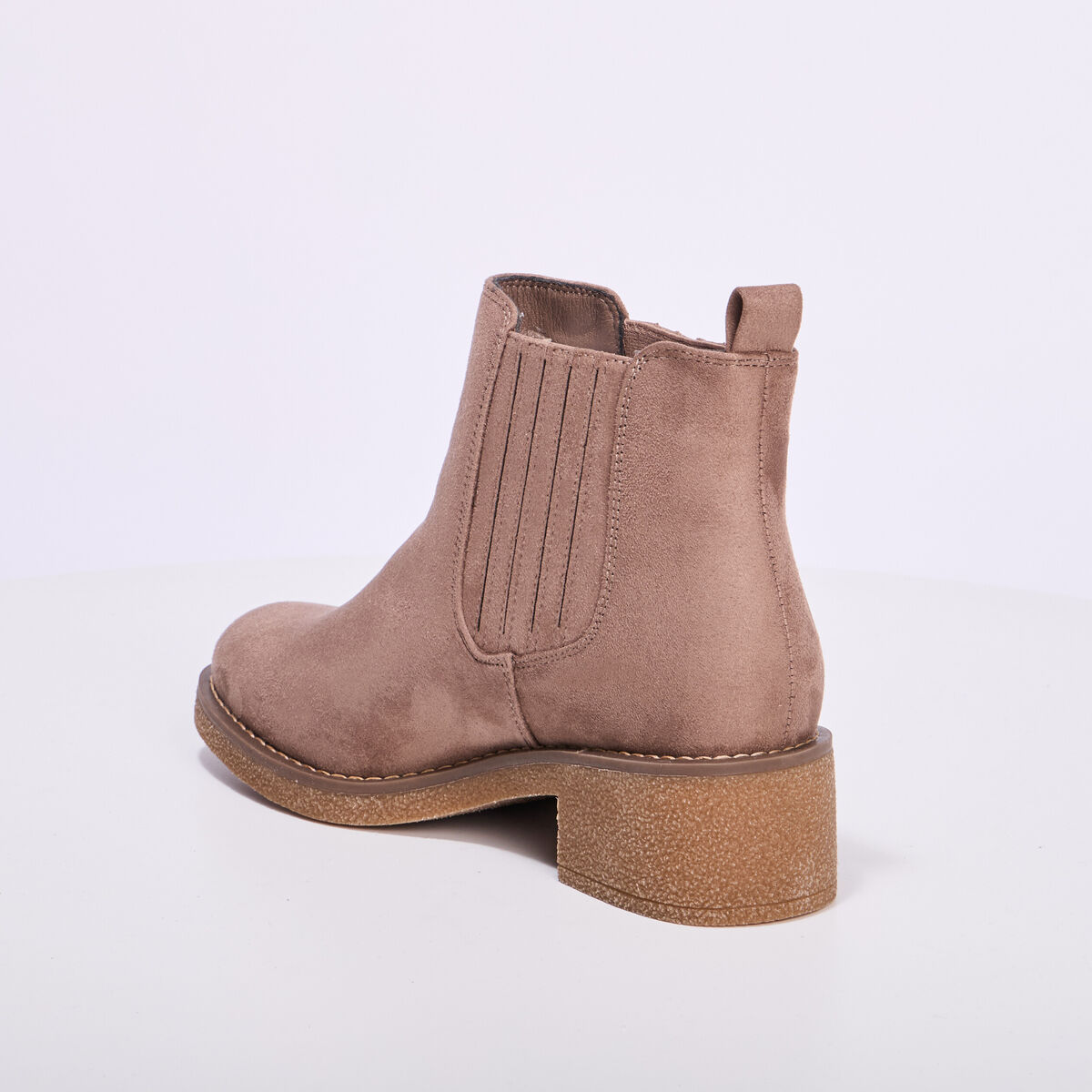 Boots chelsea talons 4 cm taupe femme