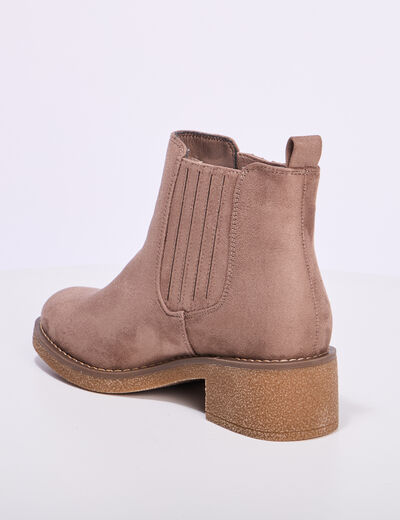 Boots chelsea talons 4 cm taupe femme