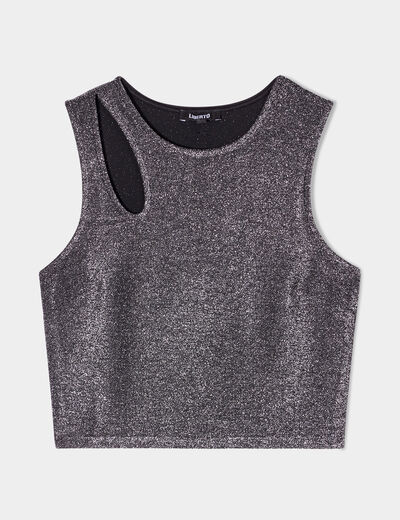 Débardeur cropped détail épaule Liberto noir femme