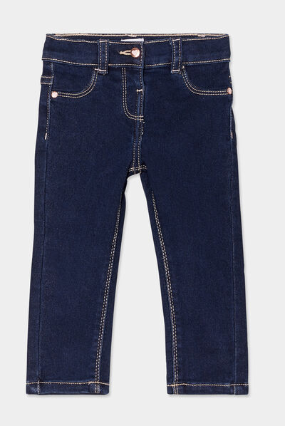 Jean slim ajusté 4 poches denim brut bébé fille
