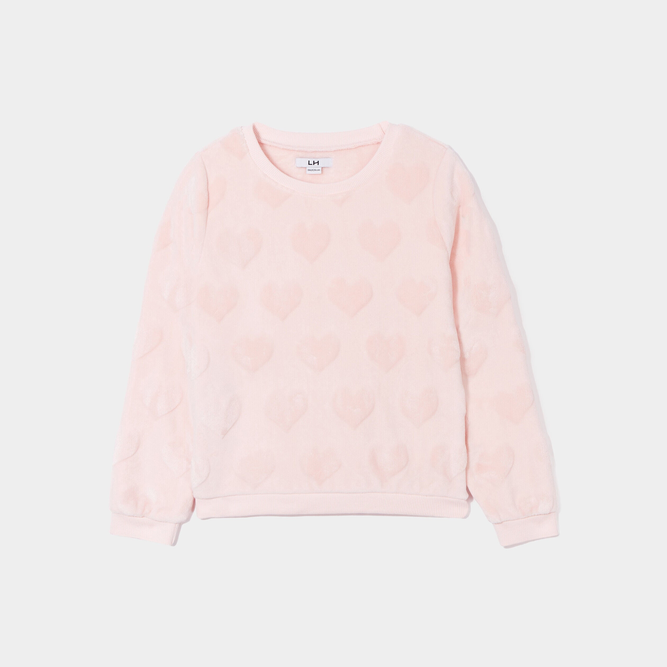 Sweat doux manches longues rose clair fille LH