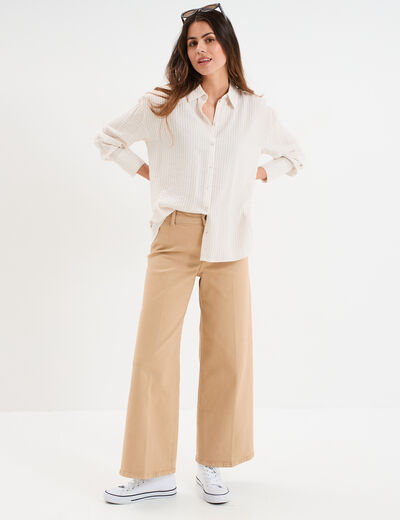 Pantalon large 7/8ème coton sable femme