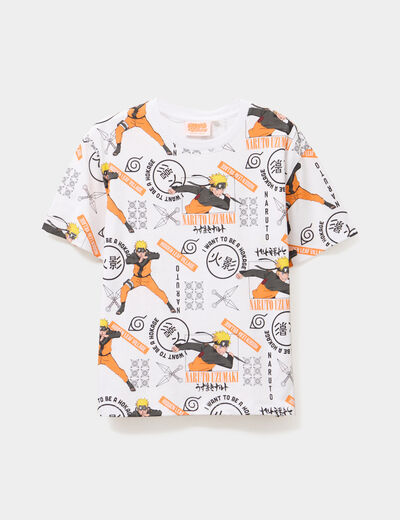 T-shirt manches courtes coton Naruto blanc garçon
