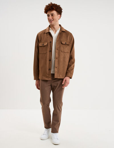 Surchemise droite en su&eacute;dine camel homme