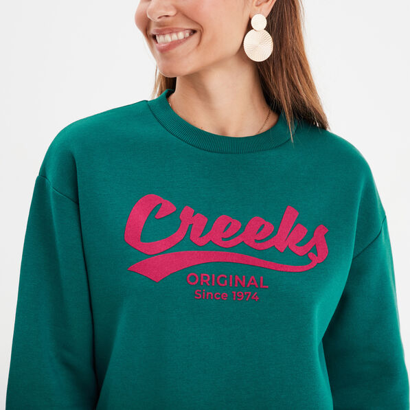 sweat col rond manches longues creeks vert fonce femme Sweat col rond manches longues Creeks vert foncé femme
