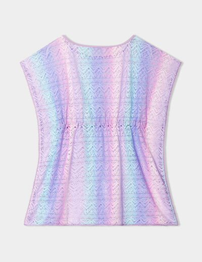 Robe de plage ajour&eacute;e parme fille
