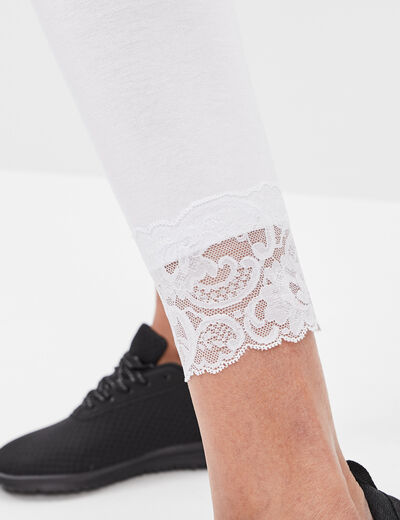 Legging 7/8ème avec dentelle blanc femme