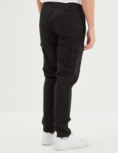 Pantalon cargo en coton noir homme