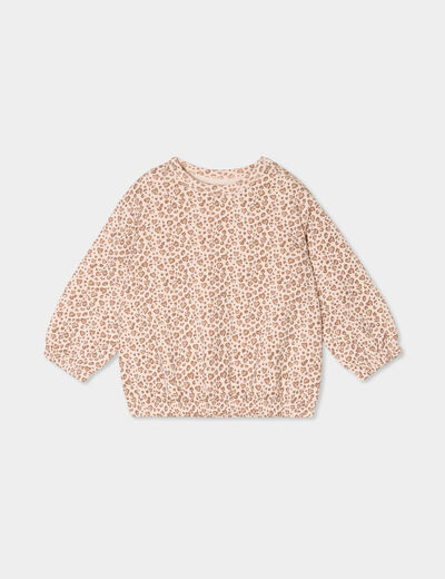 Sweat oversize manches longues col rond creme bébé fille