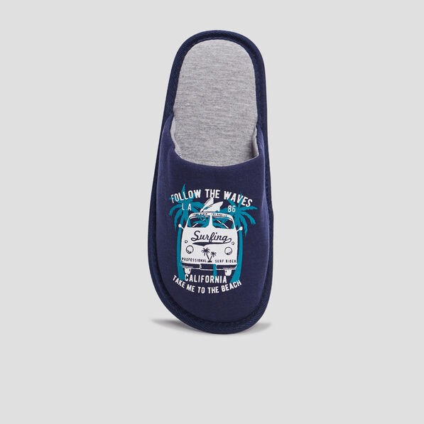 Chaussons mules surf bleu homme
