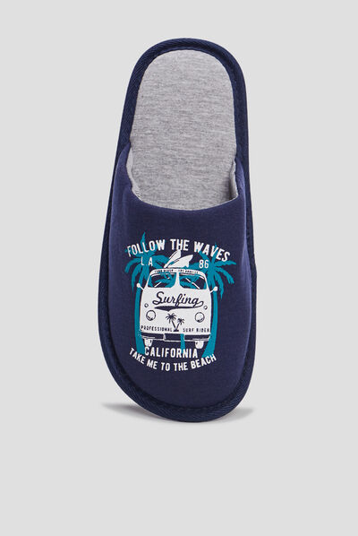 Chaussons mules surf bleu homme