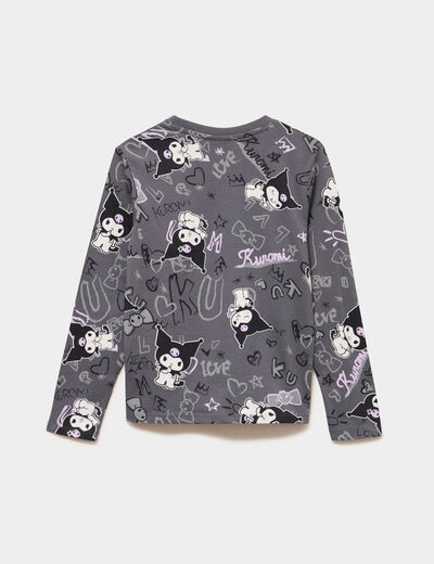 T-shirt coton Hello Kitty Kuromi gris fonc&eacute; fille