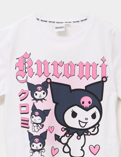 T-shirt coton Hello Kitty Kuromi blanc fille