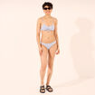 Haut de maillot de bain triangle noeud bleu femme