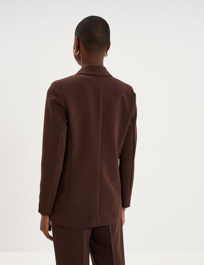 Blazer ajust&eacute; mi-long 1 bouton marron fonc&eacute; femme