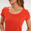 T-shirt coton col rond manches courtes orange femme