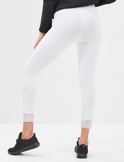 Legging 7/8ème avec dentelle blanc femme