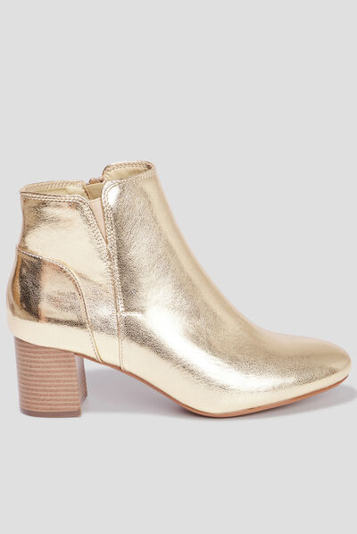 Bottines métallisées à talons jaune or femme