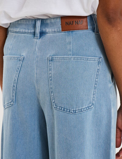 Jean large &agrave; pinces denim triple stone femme