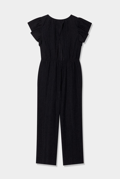 Combinaison pantalon jambes larges noir fille